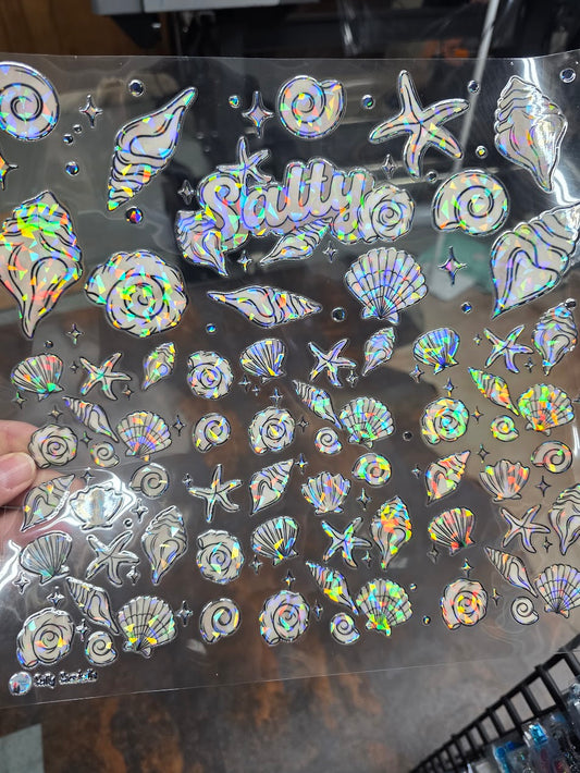 UVDTF Shattered Holographic Salty Seashells 11"x11