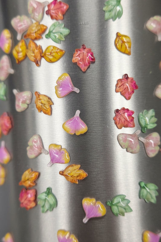 Leaves Tumbler Embellishment Nail Charm 7-10mm 15pc