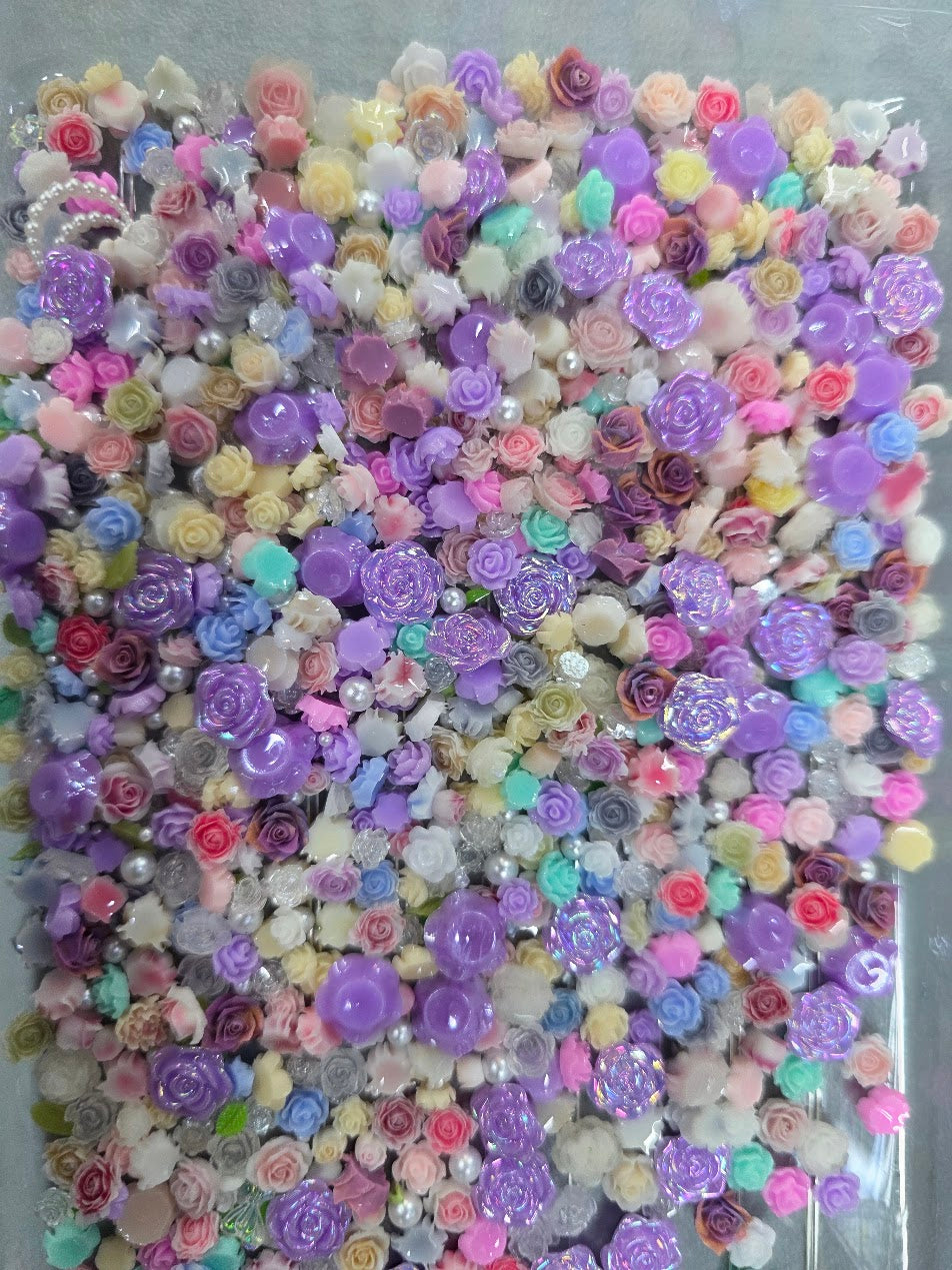 Purple Macaron Rose Embellishment Mix 1oz bag
