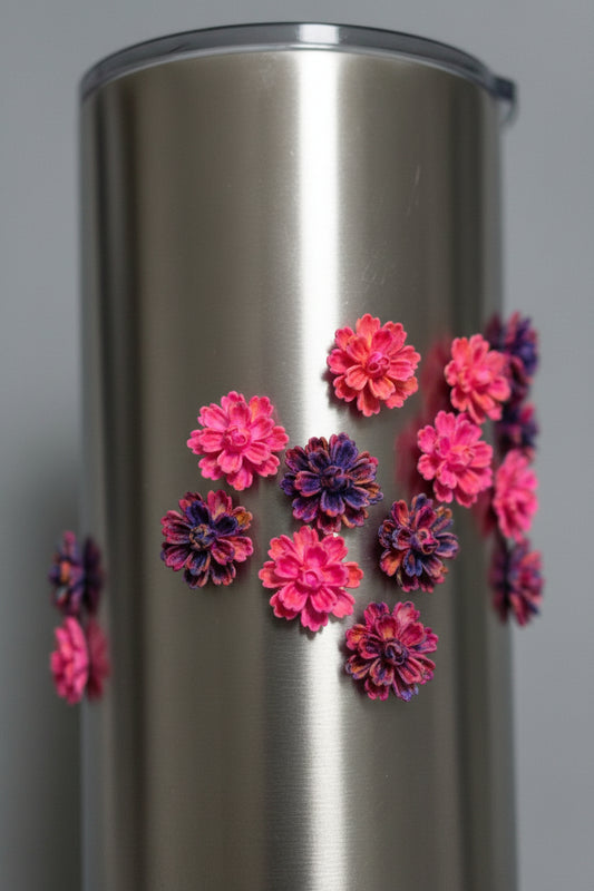 Pink Dahlias Tumbler Embellishment Nail Charm .29in 11pc