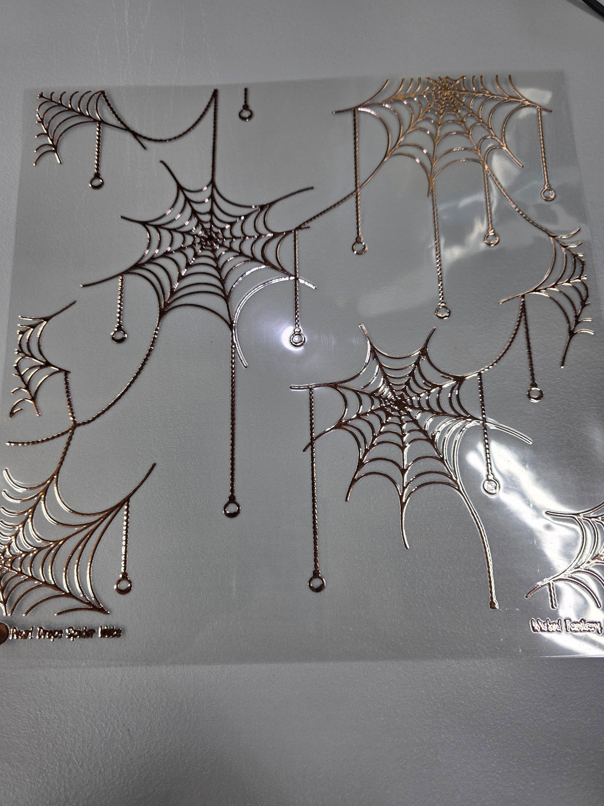 UVDTF Rose Gold Holographic Pearl Drop Spider Webs 11"x11"