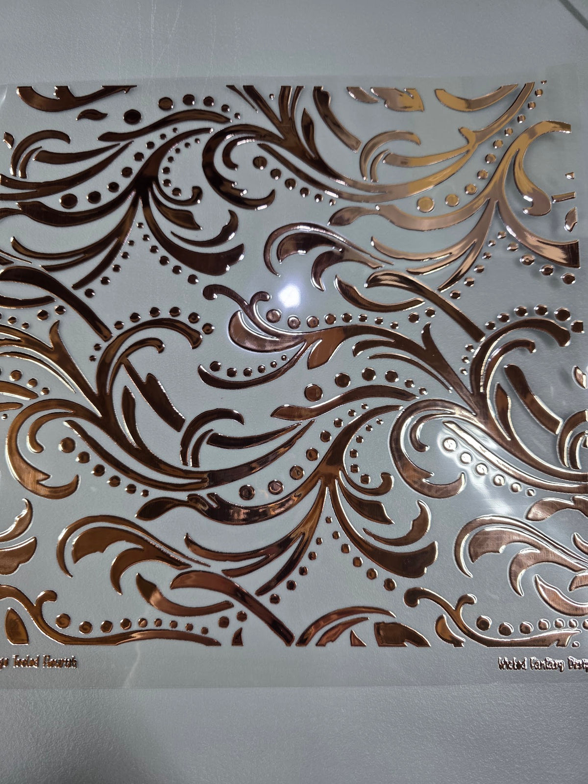 UVDTF Rose Gold Metallic Large Tooled Flourish 11"x11"