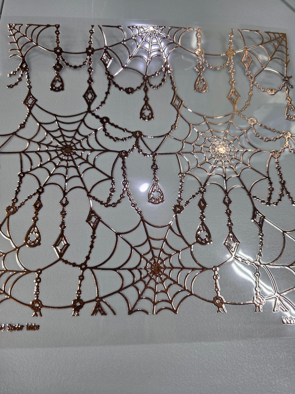 UVDTF Rose Gold Holographic Jeweled Spider Webs 11"x11"