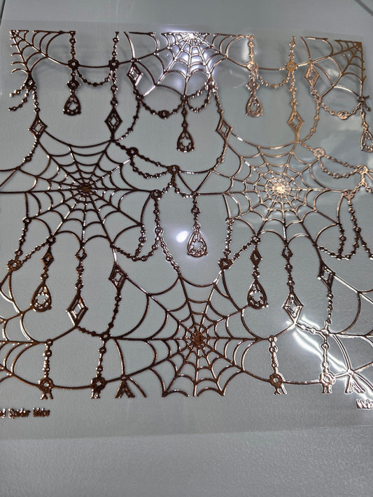UVDTF Rose Gold Holographic Jeweled Spider Webs 11"x11"