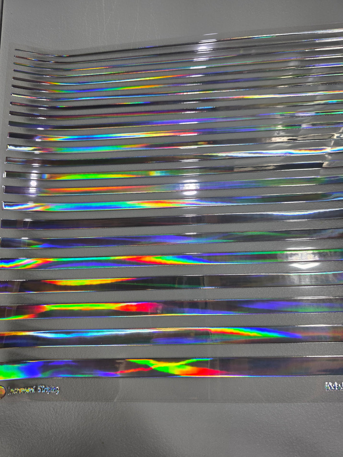 UVDTF Laser Silver Holographic Increment Striping 11"x11"