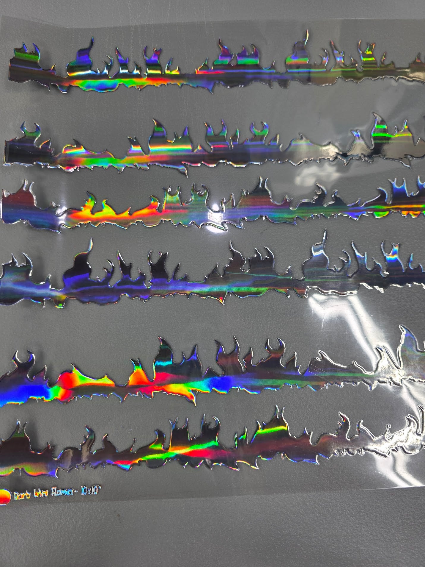 UVDTF Laser Silver Holographic Flames 11"x11"