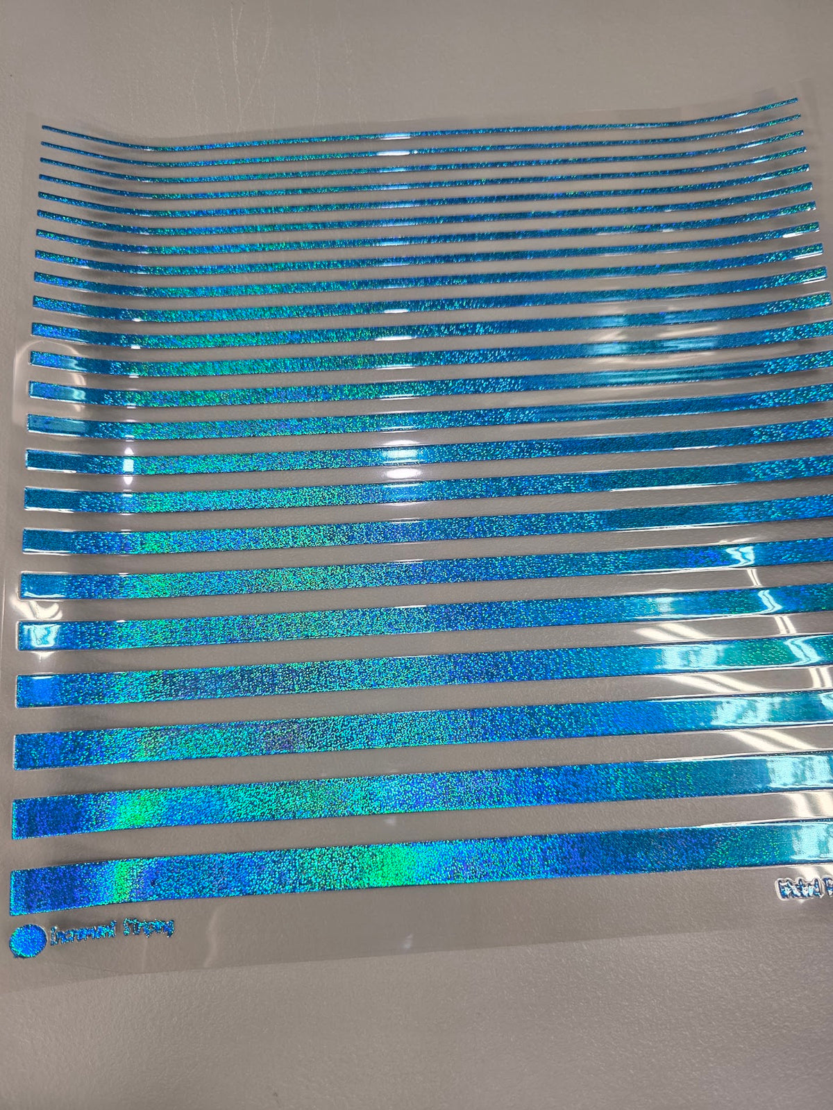 UVDTF Prism Blue Holographic Increment Striping 11"x11"