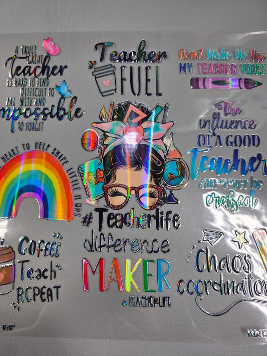 UVDTF Laser Holographic Teacher Life 11"x11"