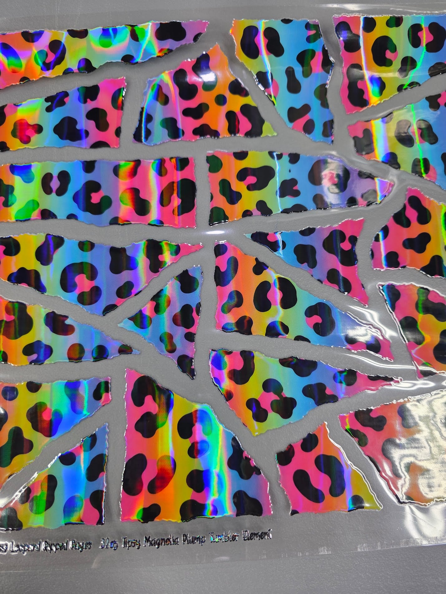UVDTF Laser Holographic Rainbow Leopard Ripped Pages 11"x11"