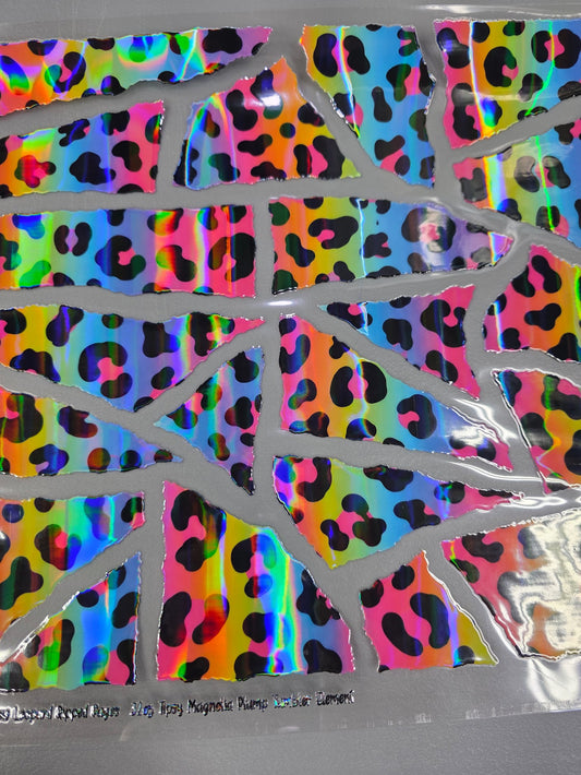 UVDTF Laser Holographic Rainbow Leopard Ripped Pages 11"x11"