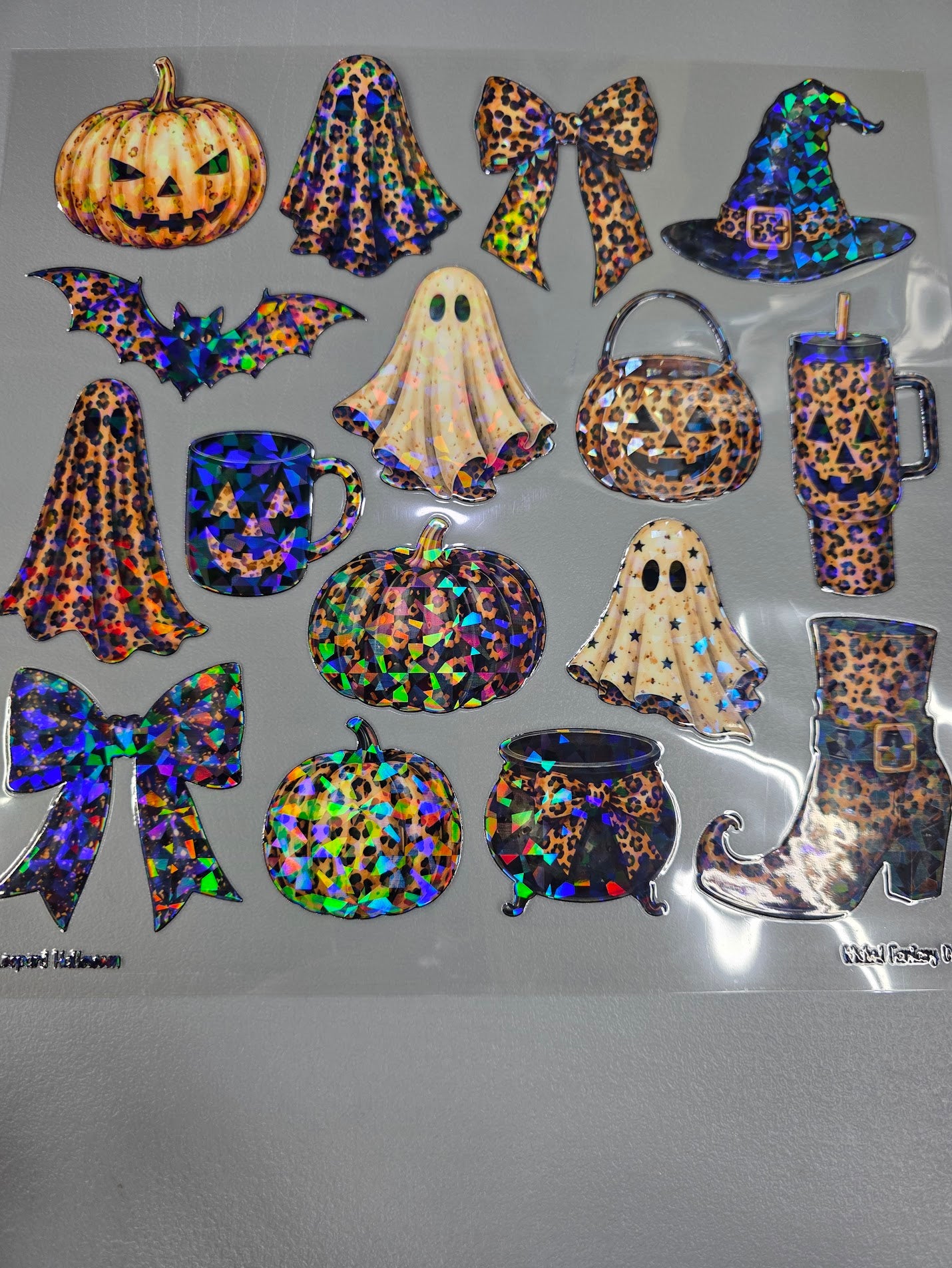 UVDTF Shattered Holographic Leopard Halloween 11"x11"