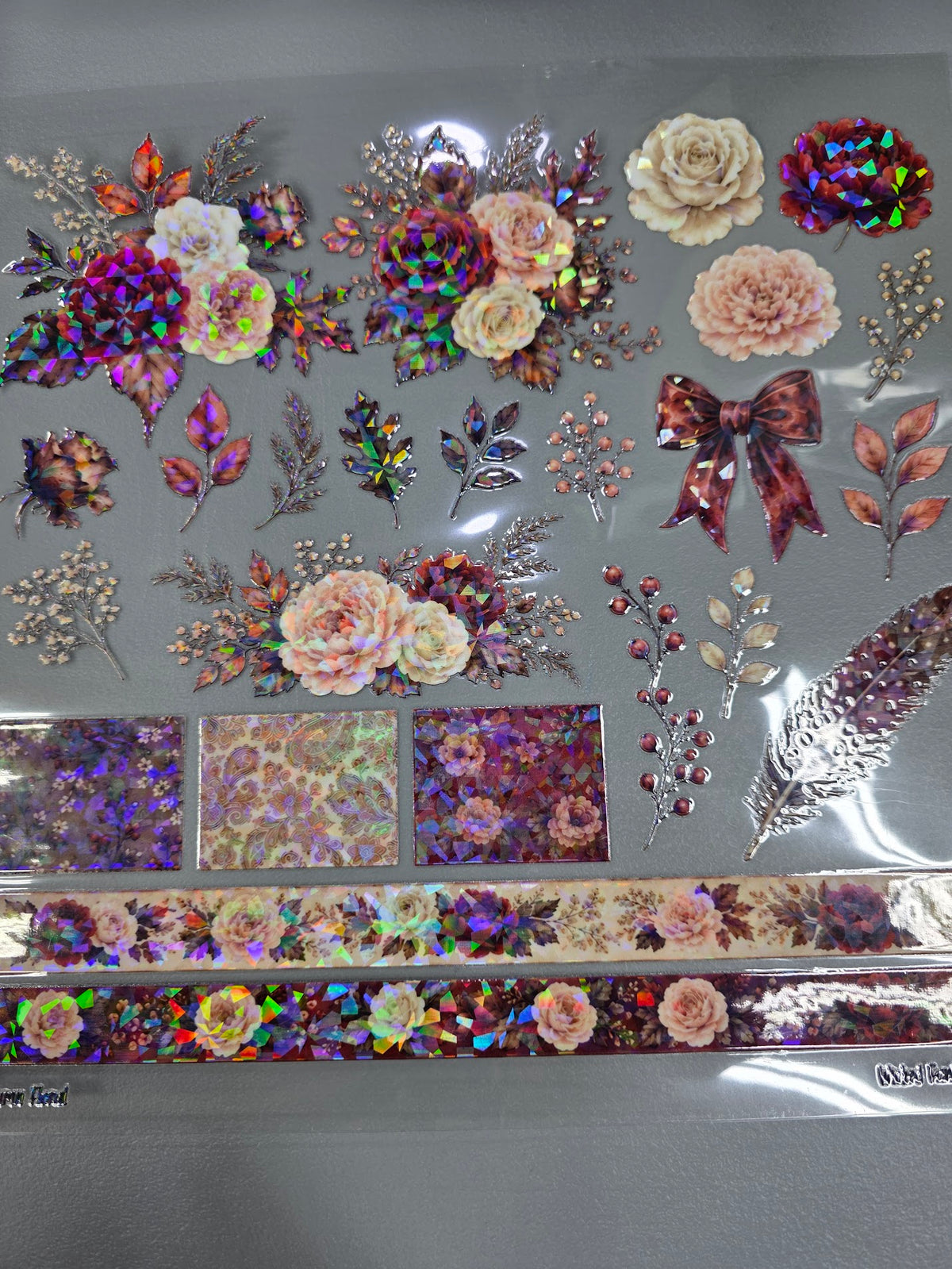 UVDTF Shattered Holographic Autumn Floral 11"x11"
