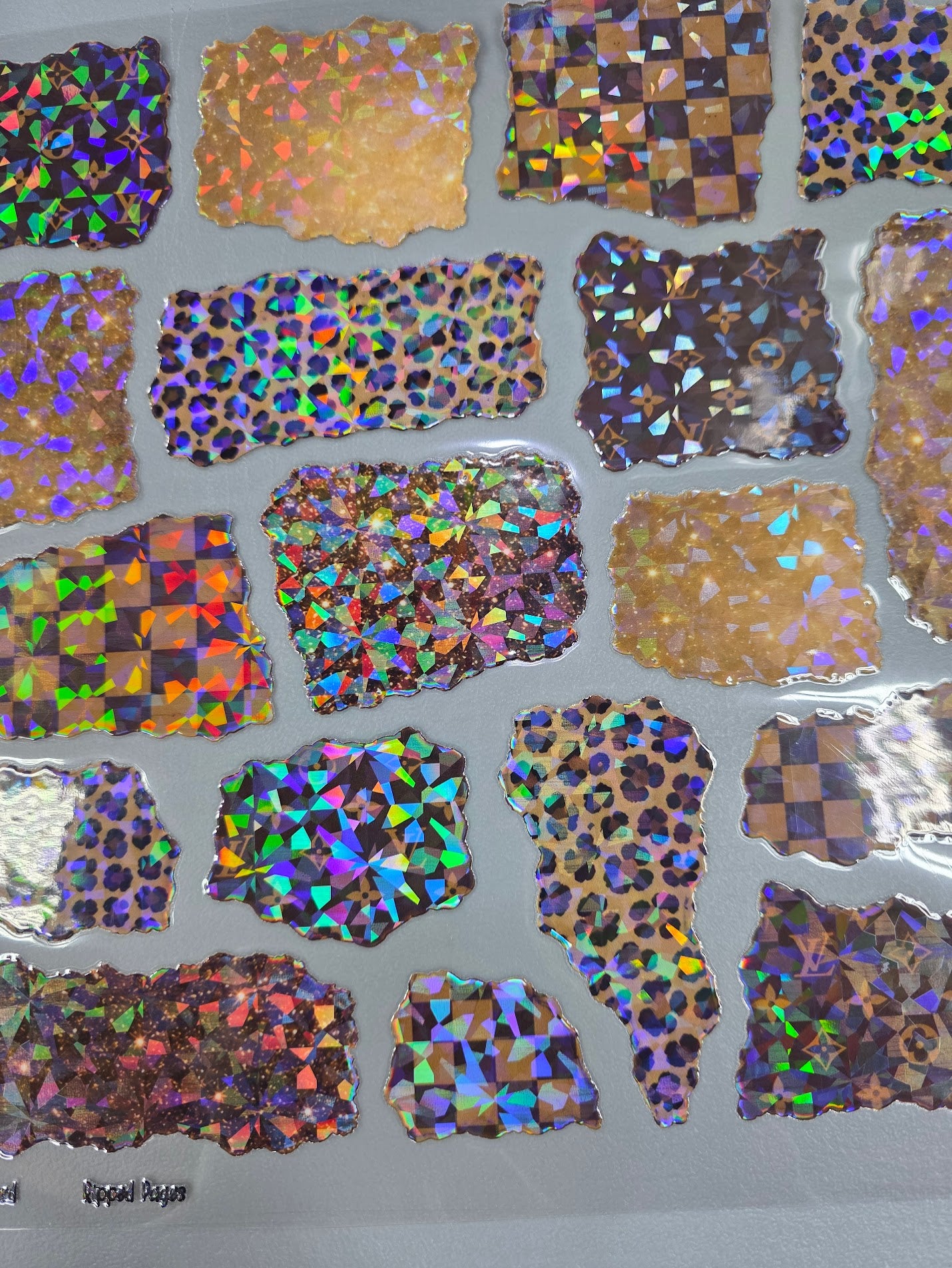 UVDTF Shattered Holographic Bougee Leopard Ripped Pages 11"x11"