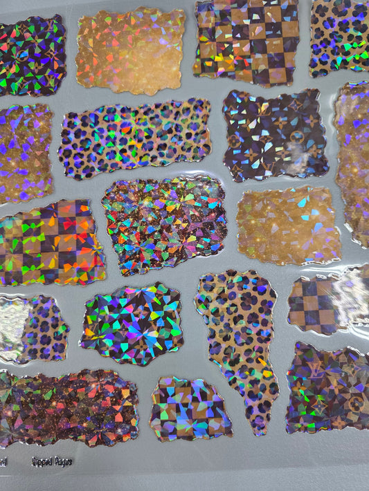 UVDTF Shattered Holographic Bougee Leopard Ripped Pages 11"x11"