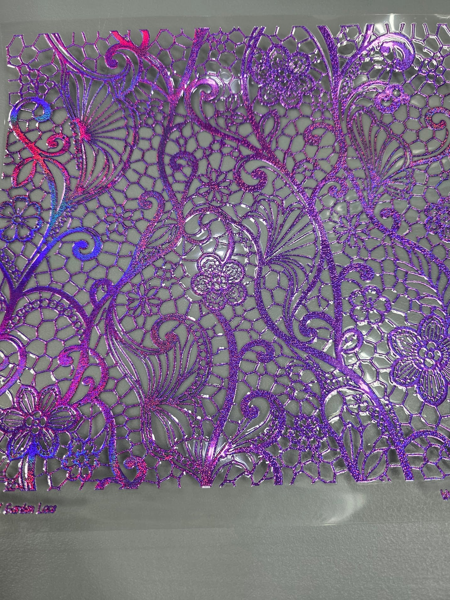 UVDTF Prism Purple Holographic Secret Garden Lace 11"x11"
