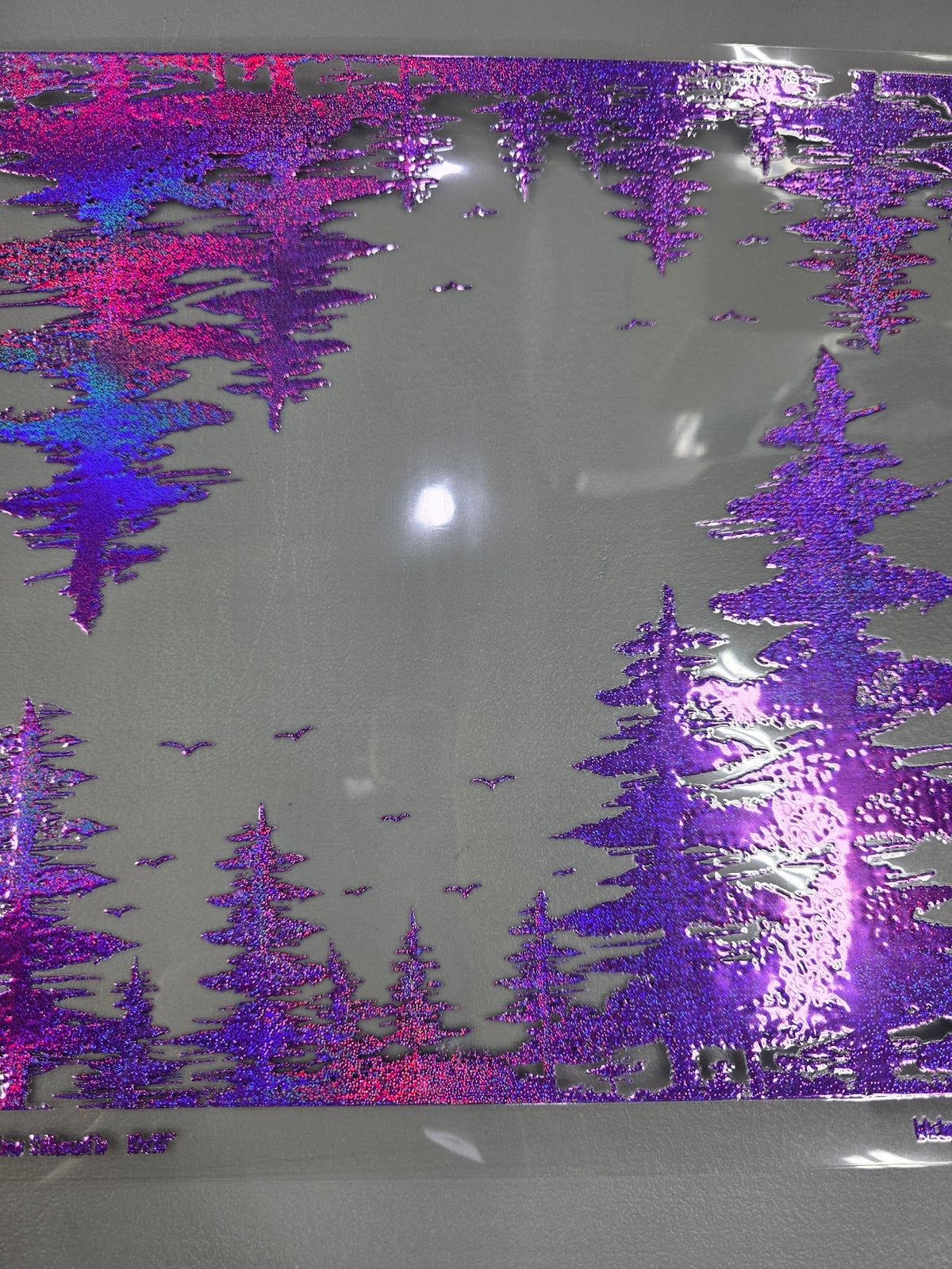UVDTF Prism Purple Holographic Tree Line Silhouettes 11x11"