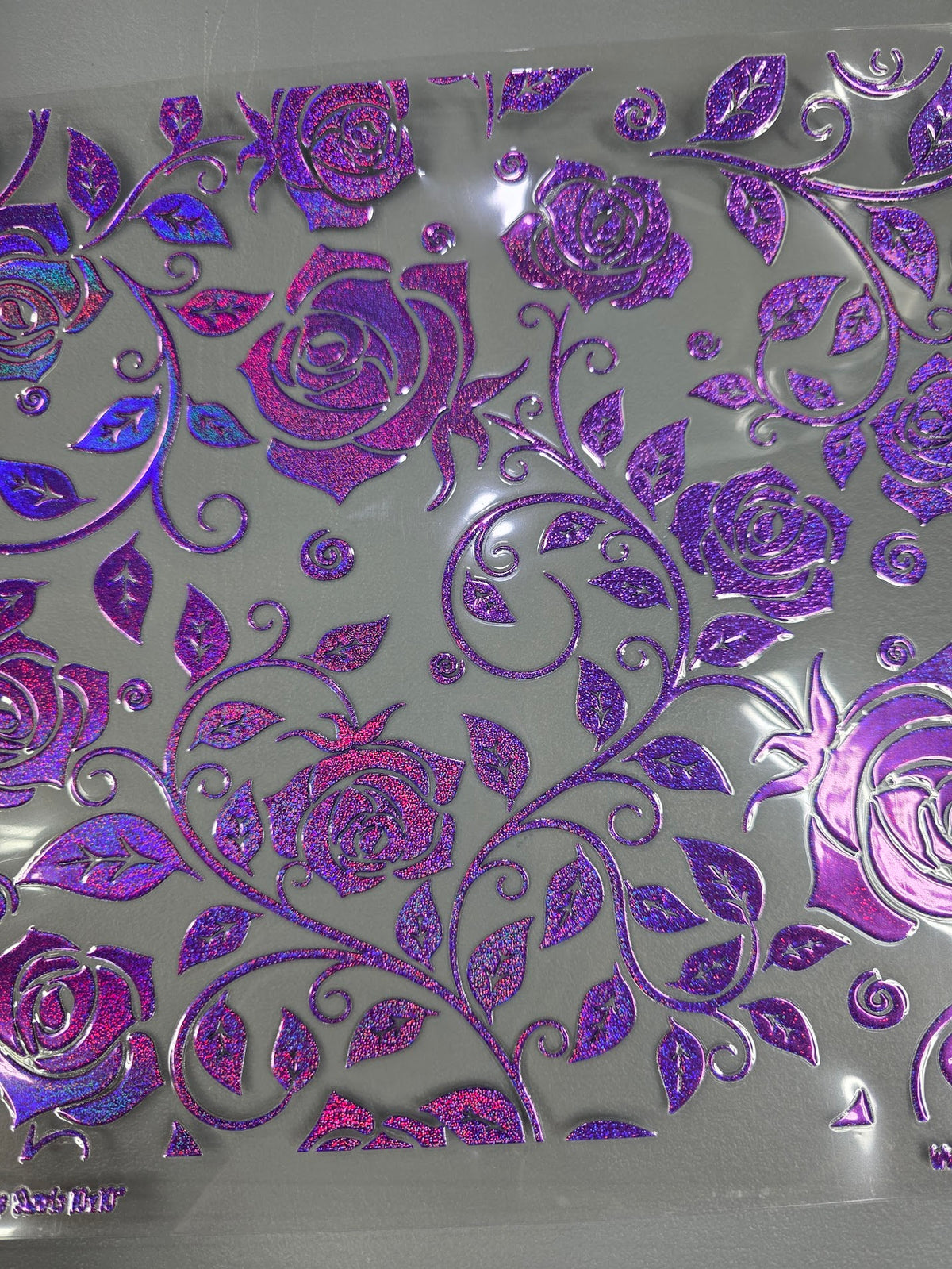 UVDTF Prism Purple Holographic Rose Swirls 11x11"