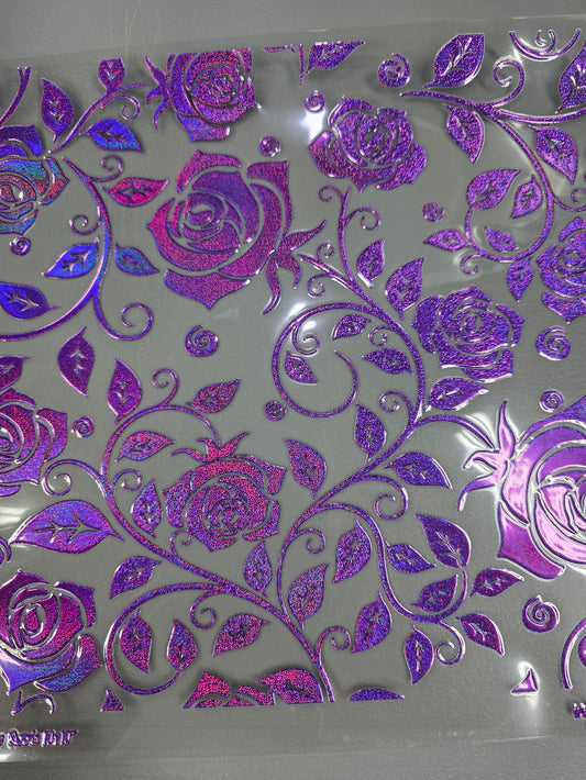 UVDTF Prism Purple Holographic Rose Swirls 11x11"