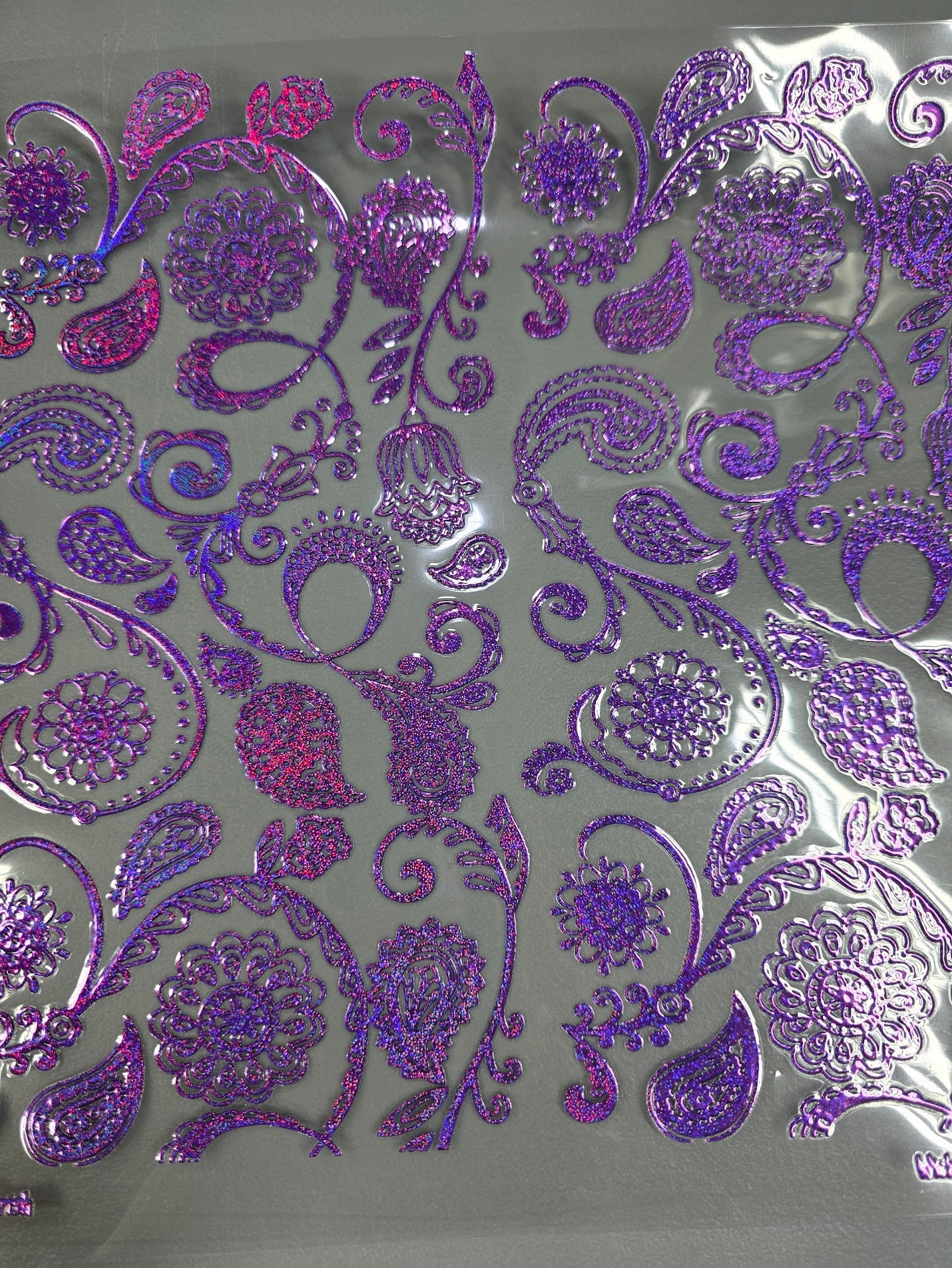 UVDTF Prism Purple Holographic Paisley Flourish 11"x11"