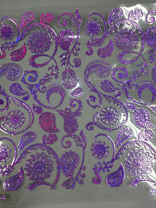 UVDTF Prism Purple Holographic Paisley Flourish 11"x11"