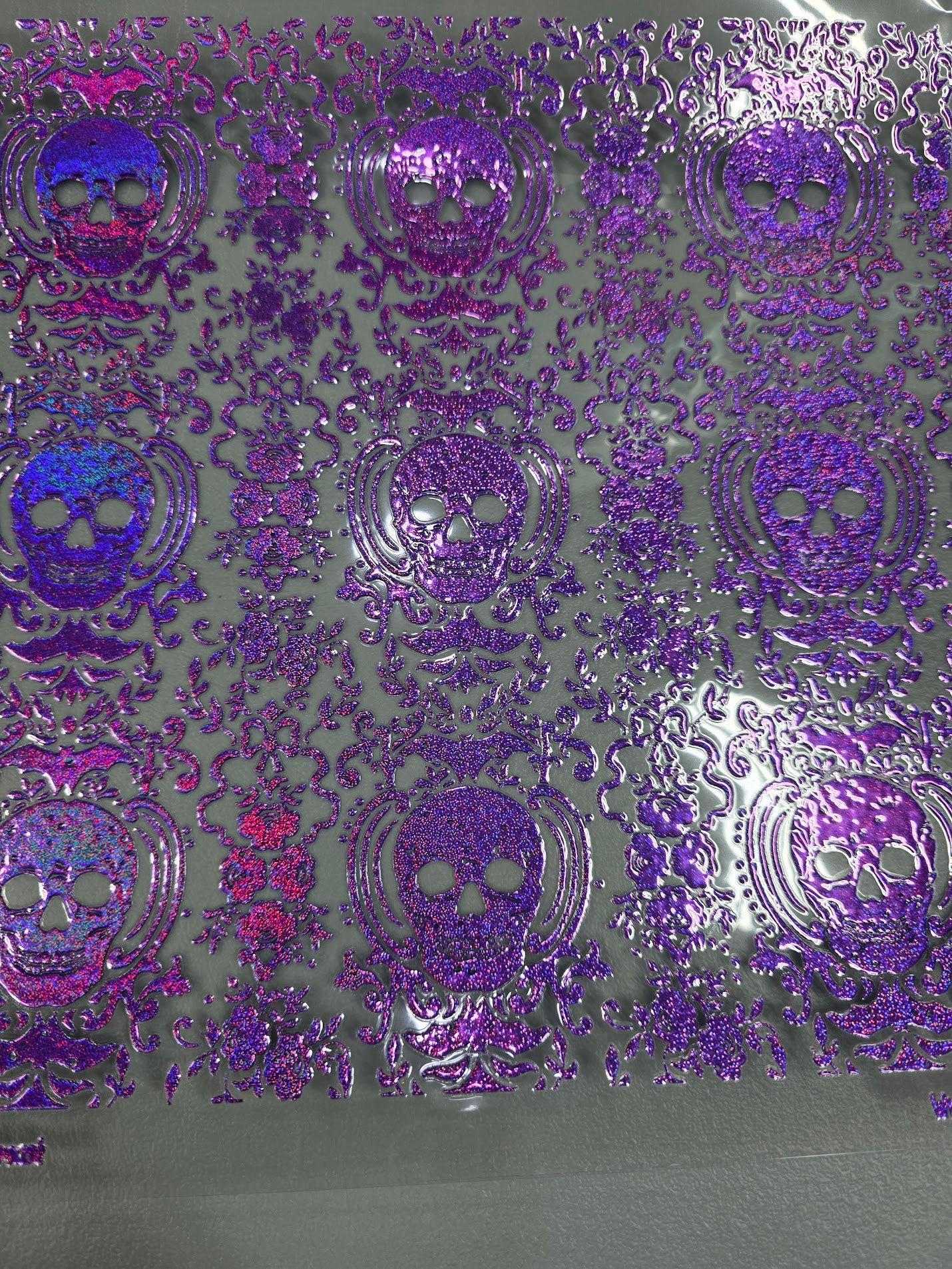 UVDTF Prism Purple Holographic Gothic Damask 11"x11"