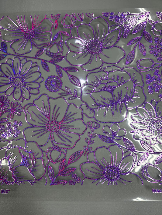 UVDTF Prism Purple Holographic Garden Floral 11"x11"