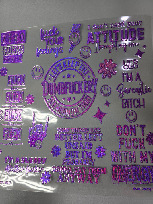 UVDTF Prism Purple Holographic DumbF*ckery 11x11"