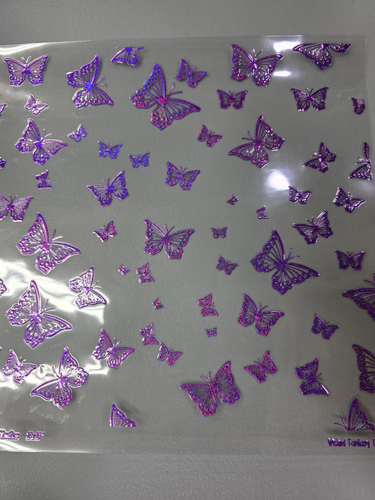 UVDTF Prism Purple Holographic Butterflies 11x11"