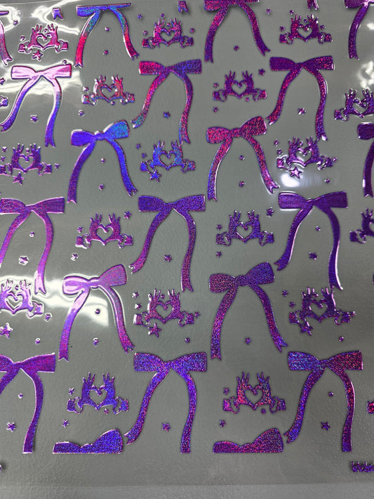 UVDTF Prism Purple Holographic Bows and Heart Hands 11x11"
