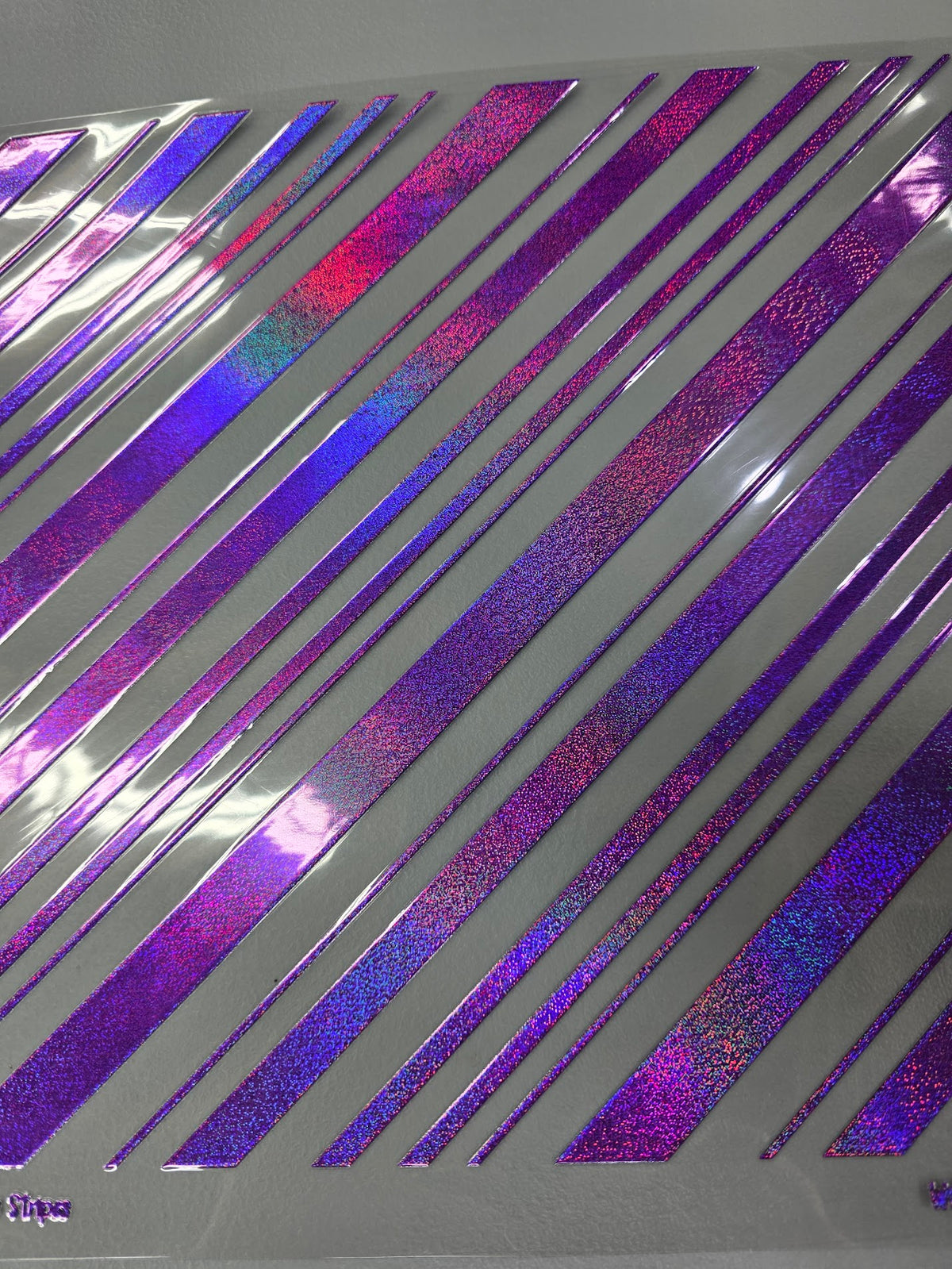UVDTF Prism Purple Holographic Candy Cane Stripes 11x11"
