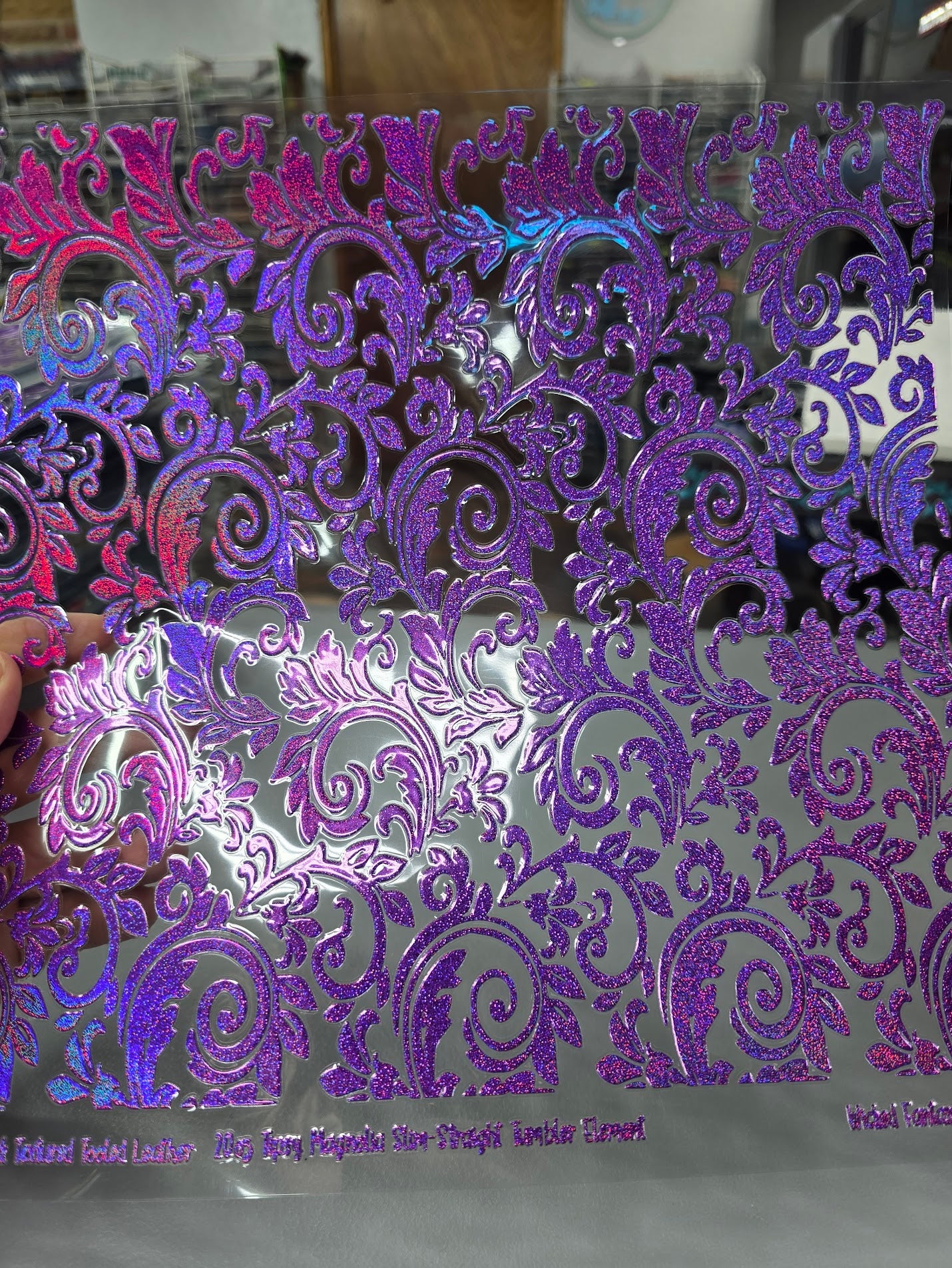 UVDTF Prism Purple Holographic Tooled Leather 11x11"