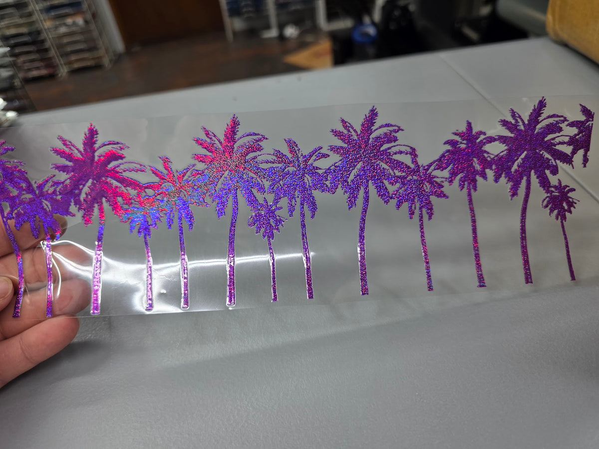UVDTF Prism Purple Holographic Palm Tree Border 11"