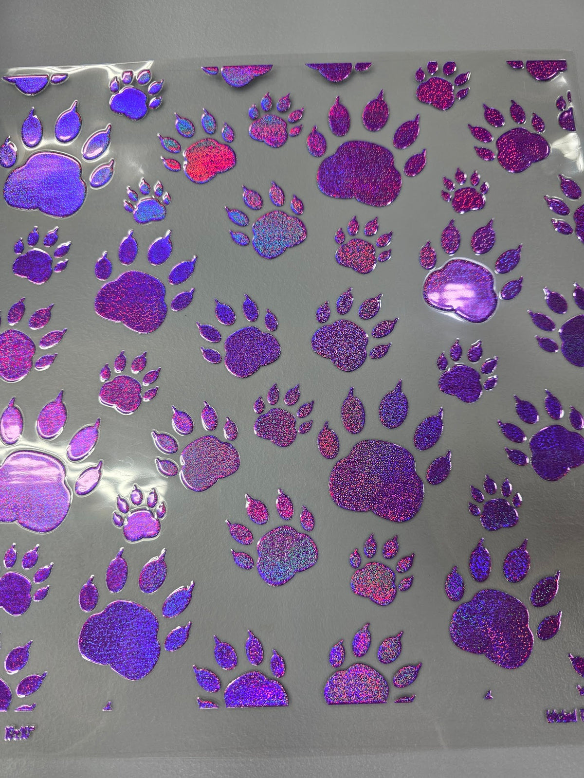 UVDTF Prism Purple Holographic Bear Paw Prints 11x11"