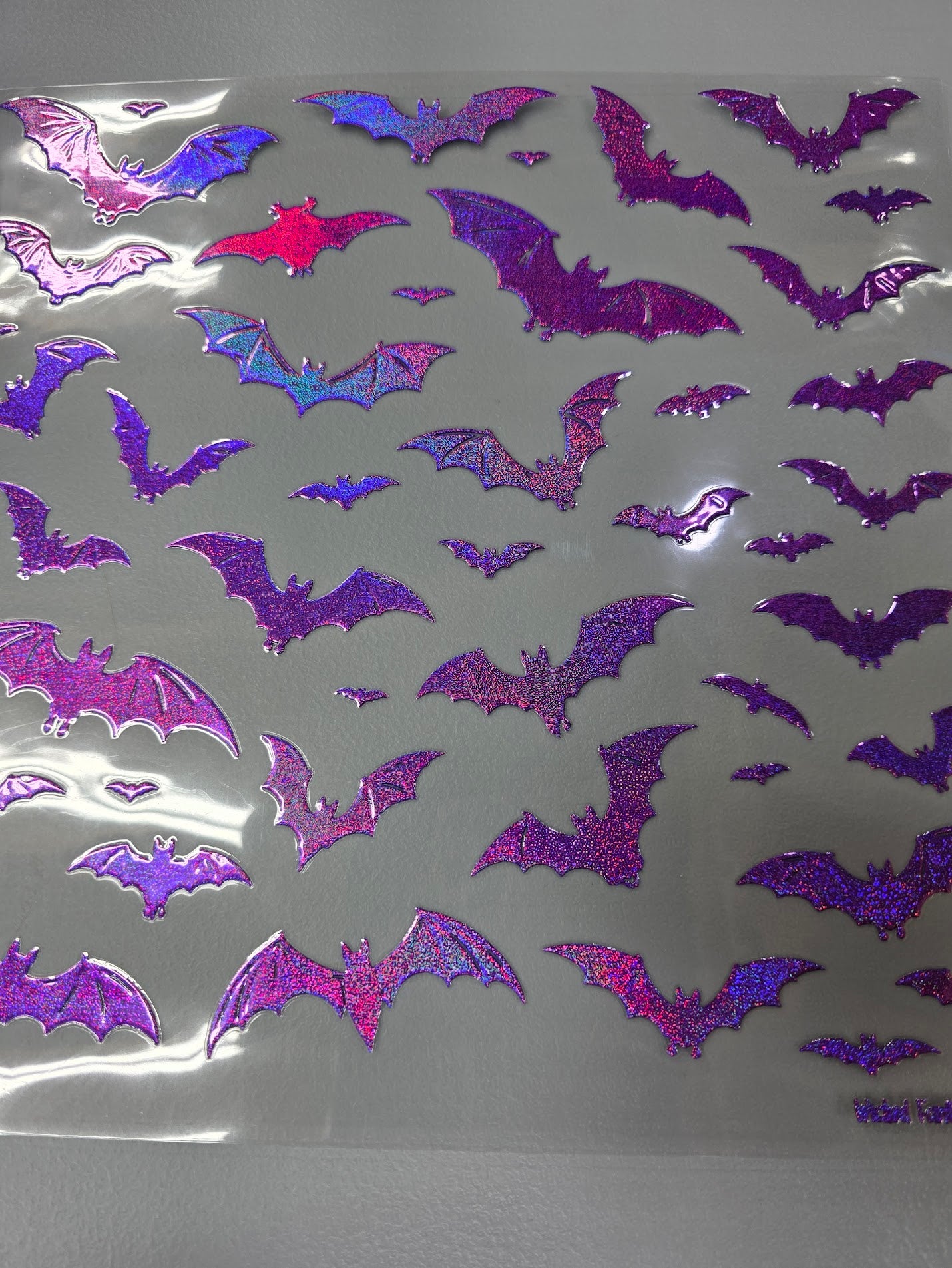 UVDTF Prism Purple Holographic Bat Silhouettes 11x11"