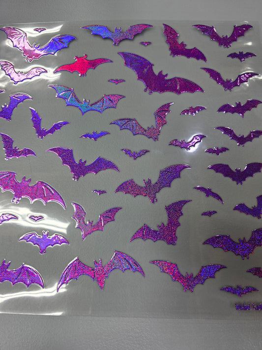UVDTF Prism Purple Holographic Bat Silhouettes 11x11"