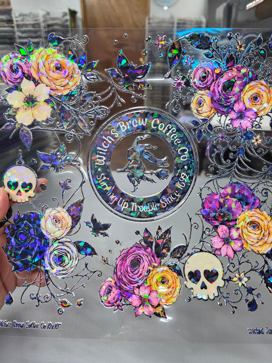 UVDTF Shattered Holographic Witches Brew Coffee 11"x11"