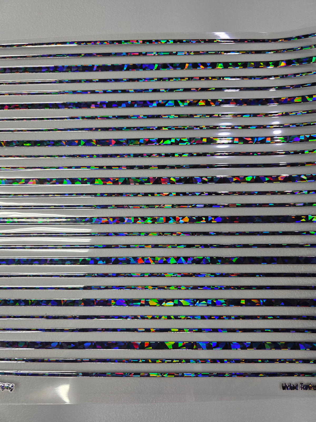UVDTF Shattered Holographic Black Pin Stripes 11"x11"