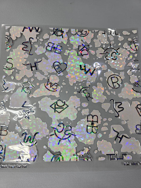 UVDTF Shattered Holographic Ranch Brands Cow Print 11x11"
