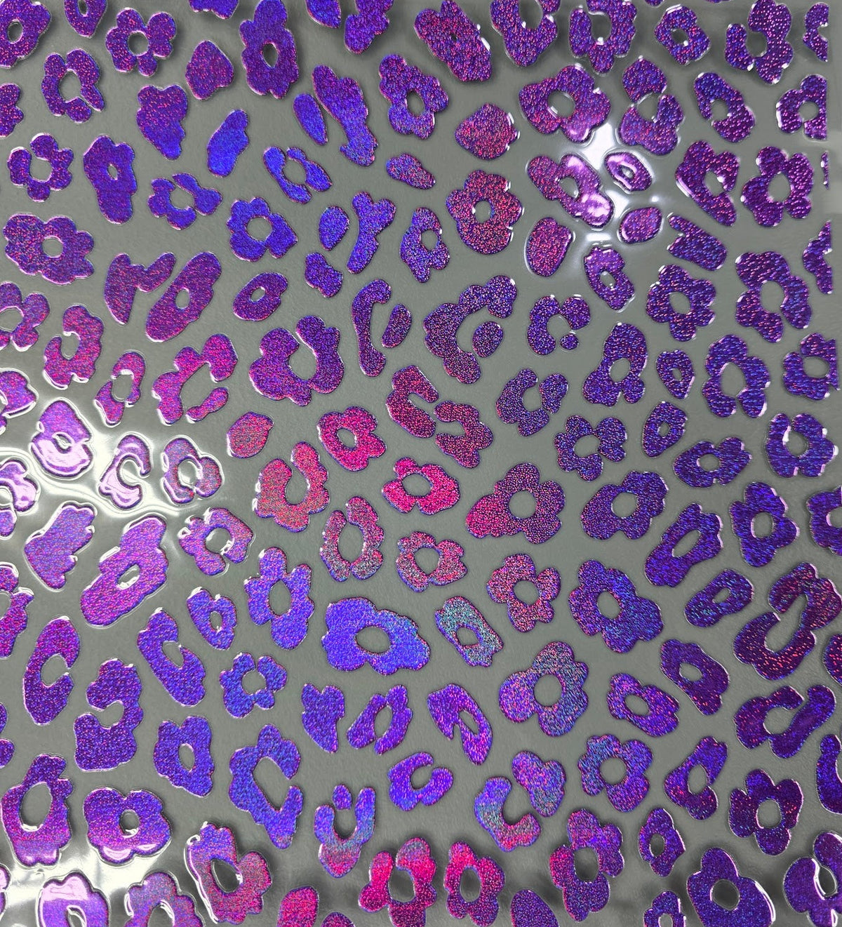 UVDTF Prism Purple Holographic Leopard Print Floral 11x11"