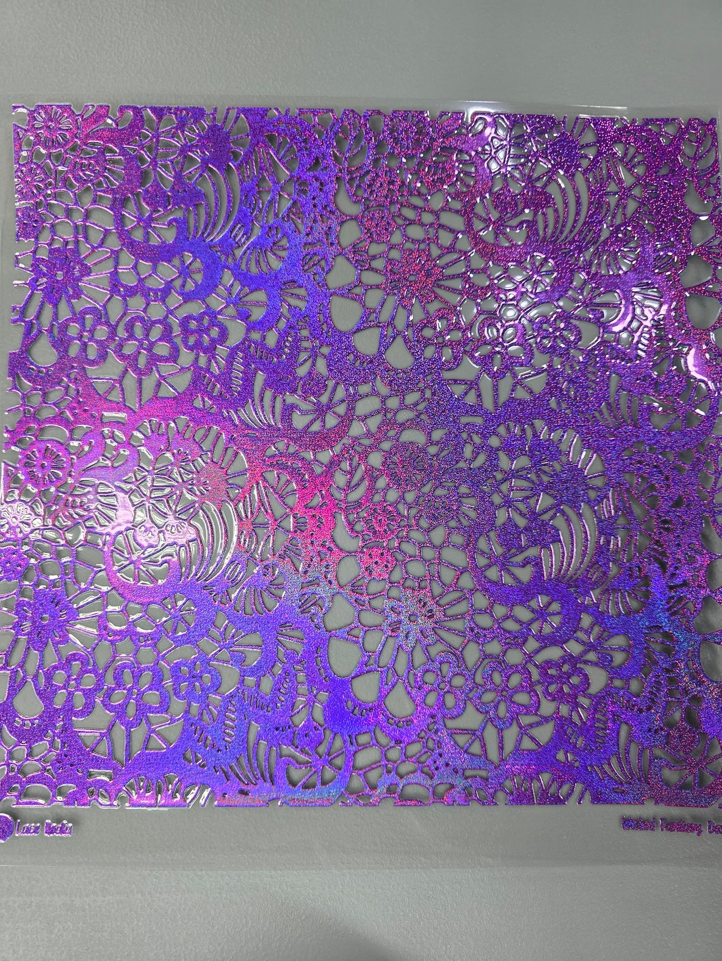 UVDTF Prism Purple Holographic Lace Reata 11"x11"