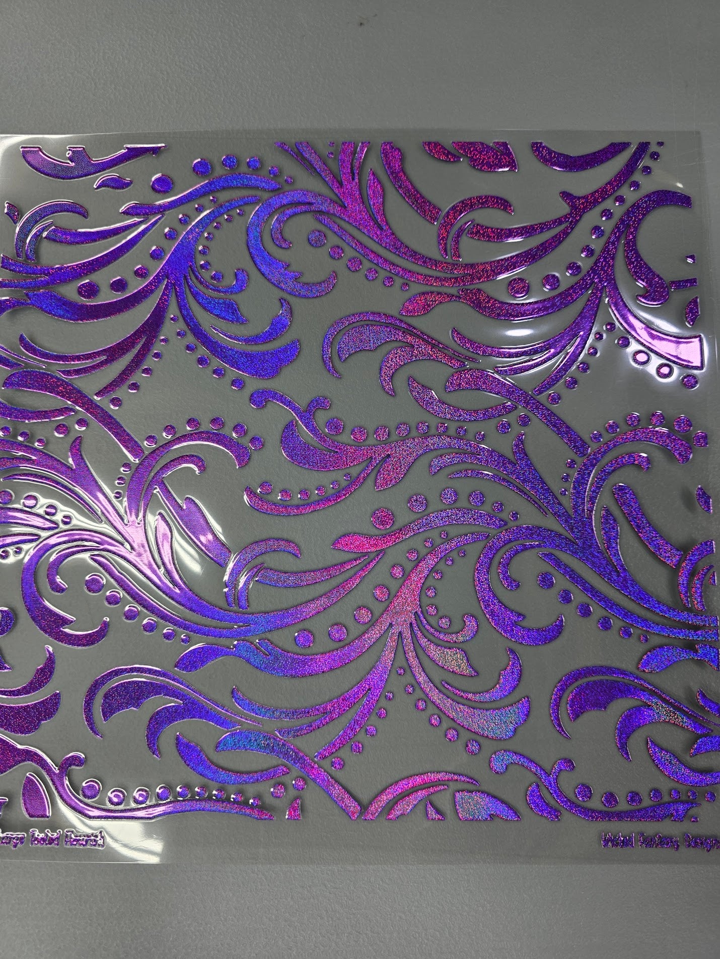 UVDTF Prism Purple Holographic Large Tooled Flourish 11x11"