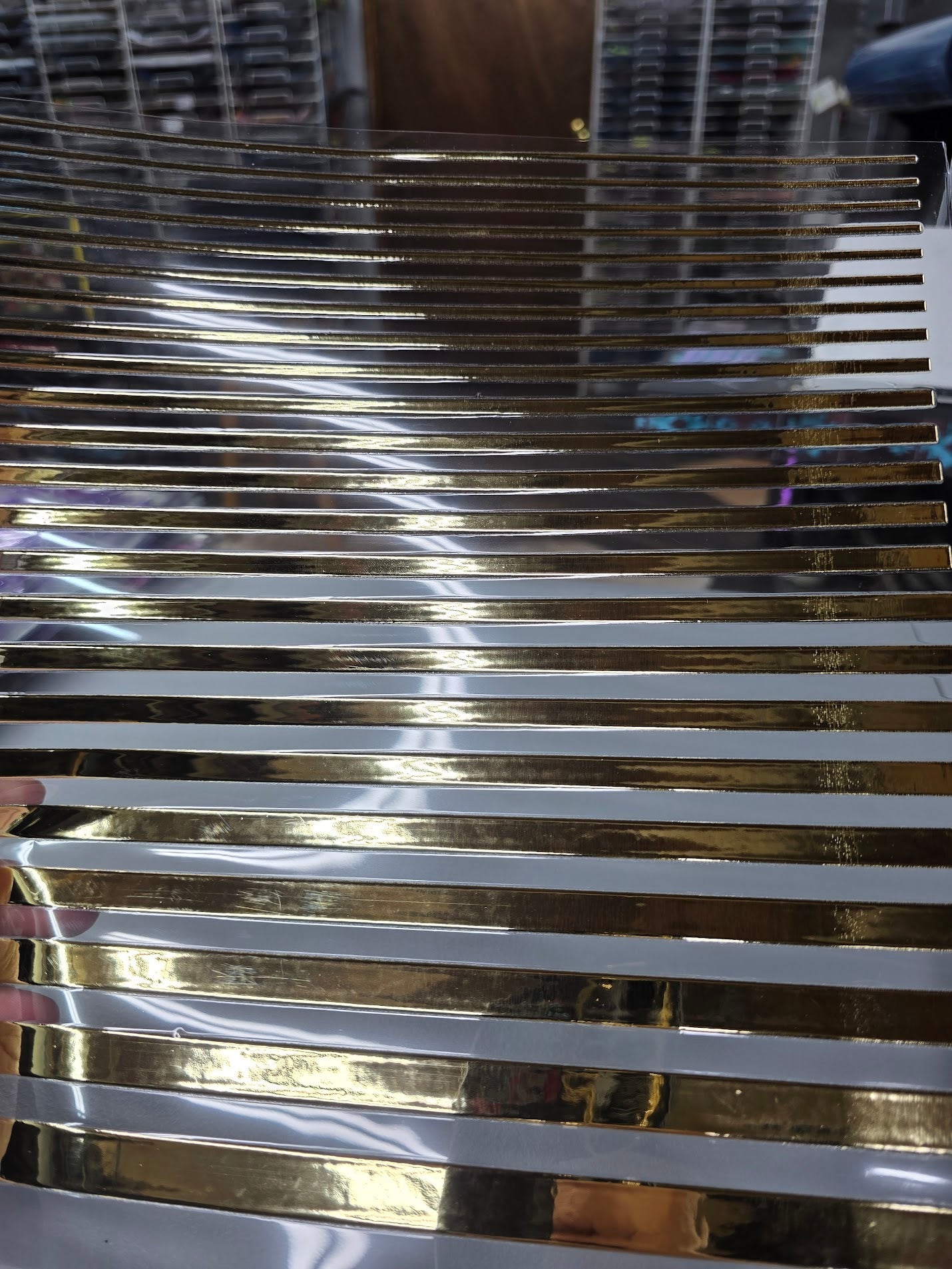 UVDTF Champagne Metallic Increment Striping 11"x11"