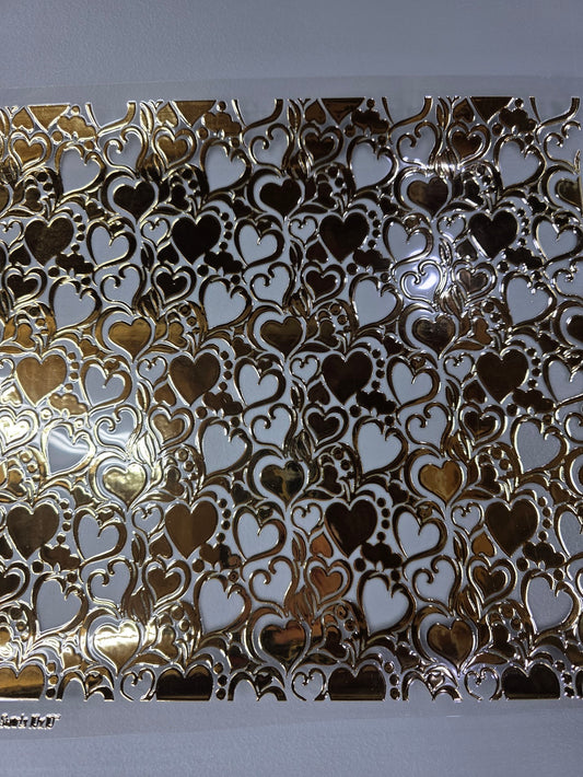 UVDTF Champagne Metallic Heart Swirls 11"x11"