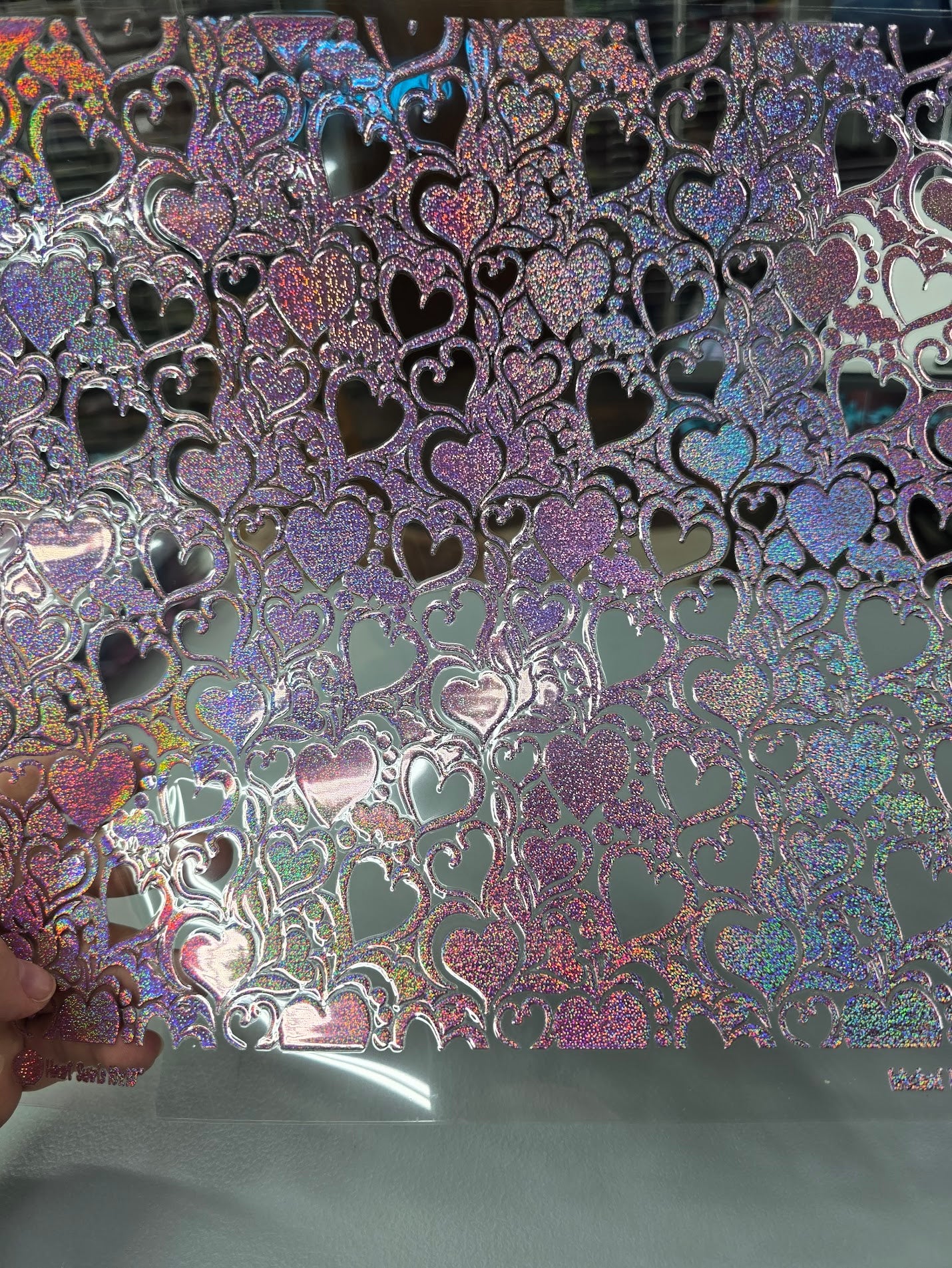 UVDTF Prism Rose Holographic Heart Swirls Small 11x11"