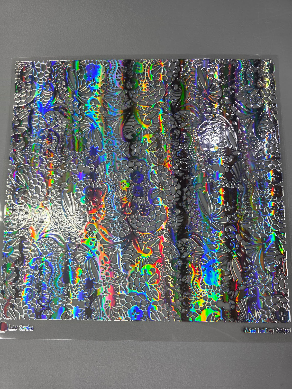 UVDTF Laser Silver Holographic Lace Samba 11"x11"
