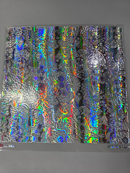 UVDTF Laser Silver Holographic Lace Samba 11"x11"