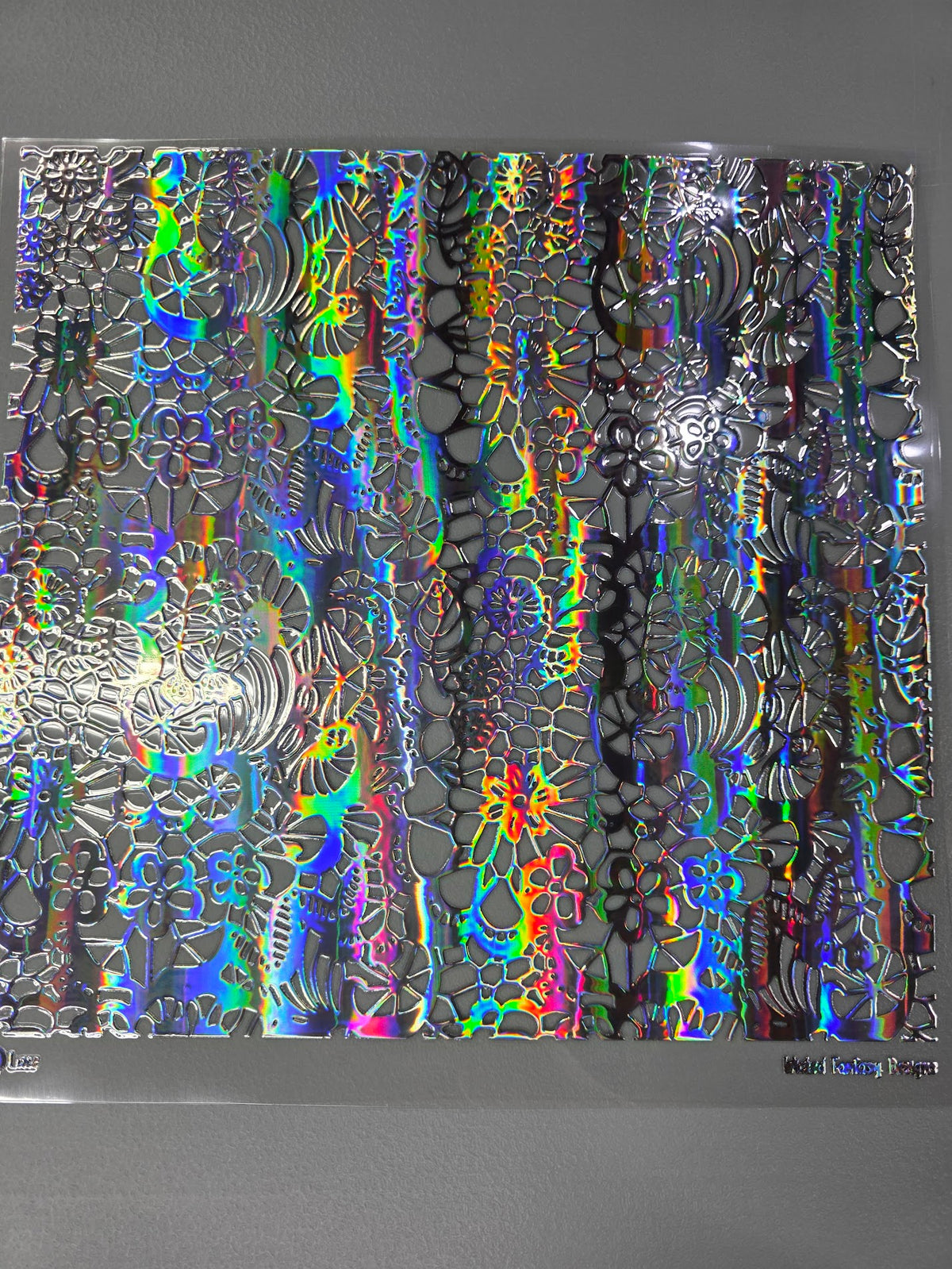 UVDTF Laser Silver Holographic Lace Reata 11"x11"