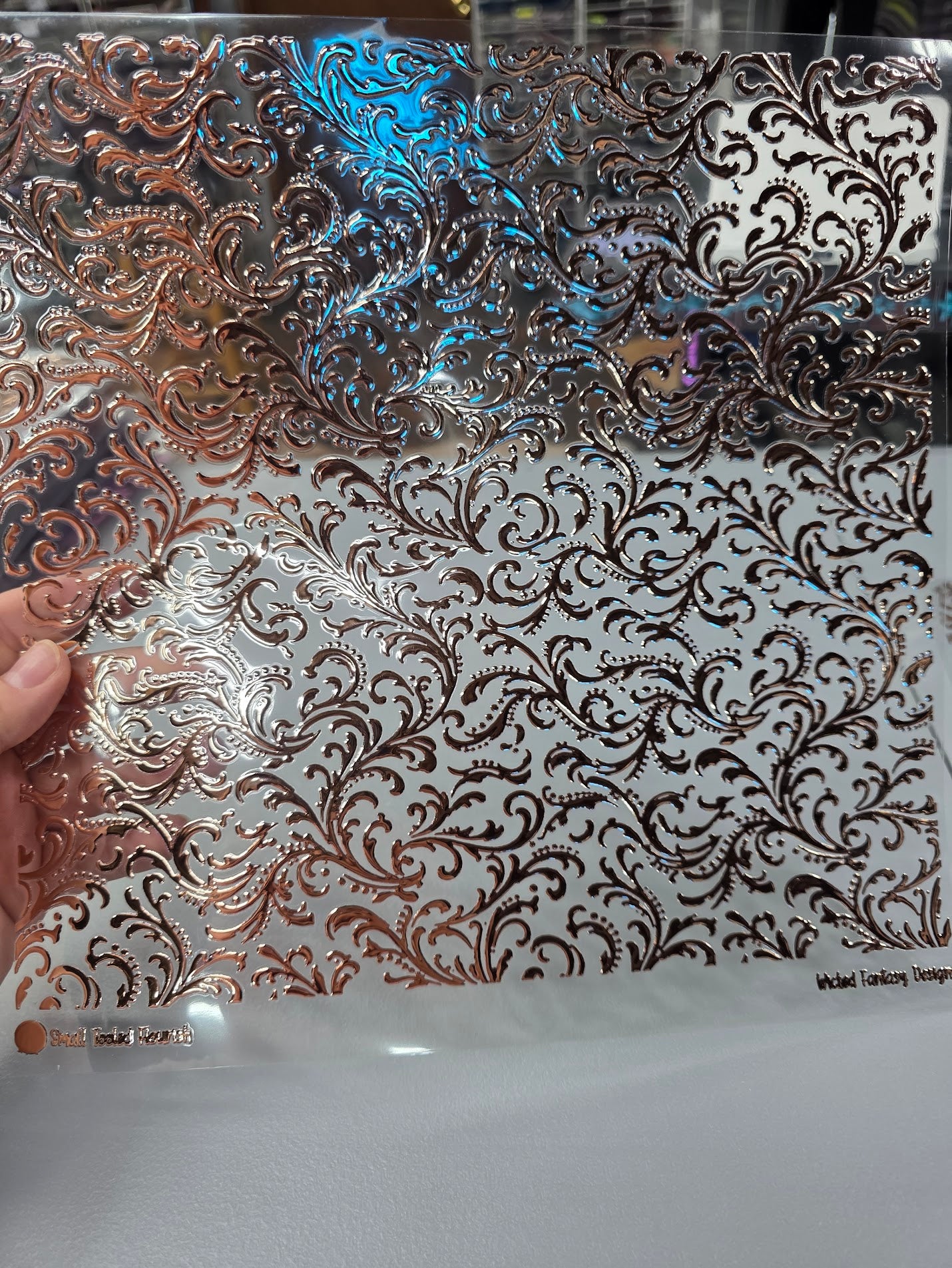 UVDTF Rose Gold Metallic Small Tooled Flourish 11"x11"