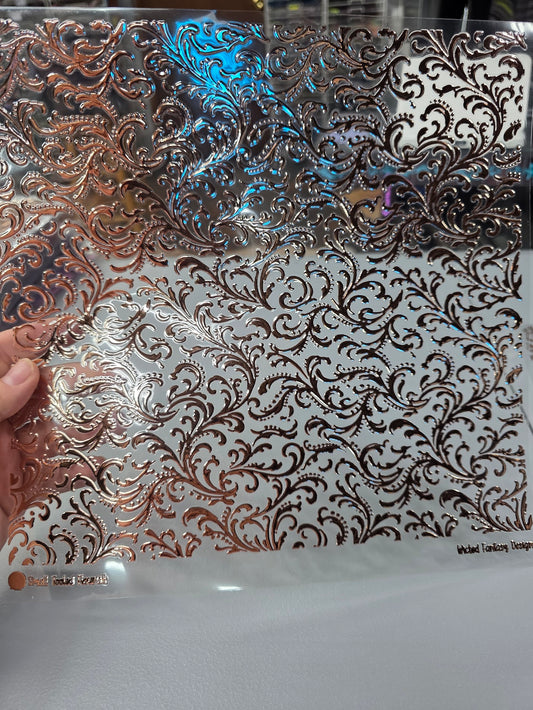 UVDTF Rose Gold Metallic Small Tooled Flourish 11"x11"