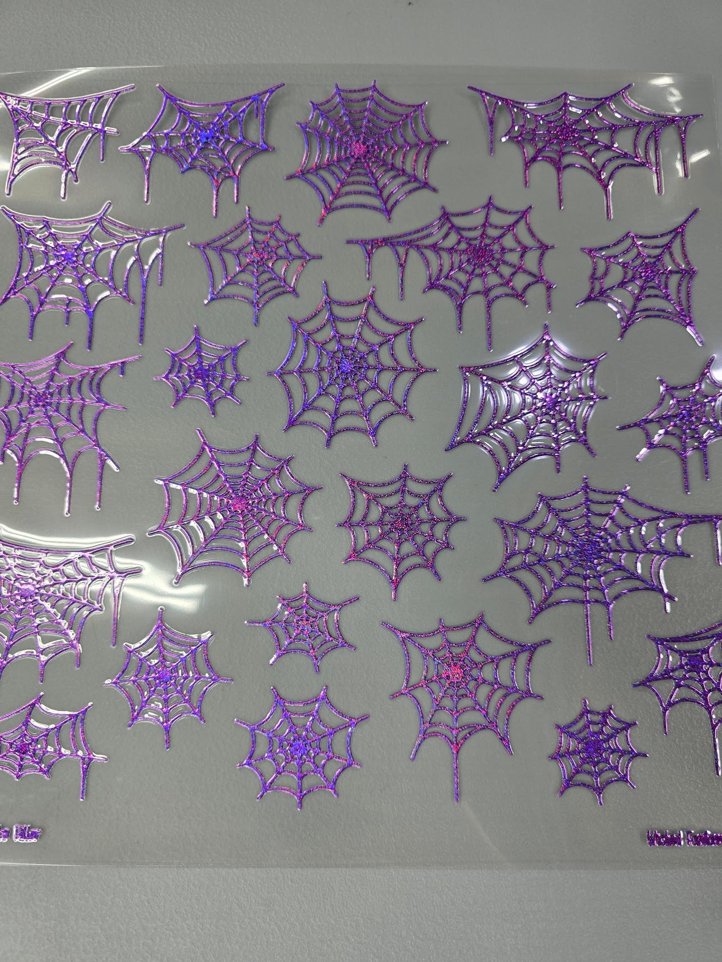 UVDTF Prism Purple Holographic Draped Spider Webs 11"x11"